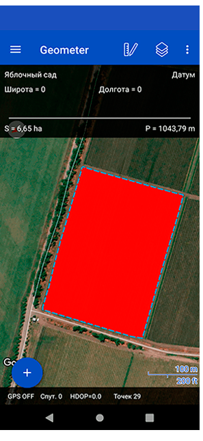 geometer SCOUT - аграрний мобільний додаток на Android для точного вимірювання площі полів та аналізу ґрунту, точне землеробство, цифрове землеробство